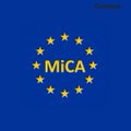 A graphic featuring the "MiCA" logo surrounded by a circle of yellow stars resembling the European Union flag, symbolizing the EU's Markets in Crypto-Assets regulation that has significantly reduced the number of licensed crypto companies operating in Europe.