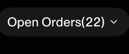 A dark UI button reading "Open Orders(22)" with a dropdown arrow, indicating 22 active orders across multiple cryptocurrency pairs like $AVAX, $CAKE, $TIA, $SOL, $BTC, and $ETH as referenced in the post.