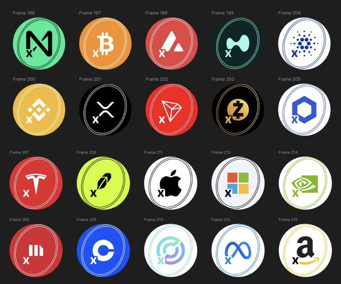 The image features a collection of 16 different logos, each representing various cryptocurrencies or blockchain-related concepts. The logos are arranged in two rows against a black background, with some overlapping one another. The logos include Bitcoin, Ethereum, Ripple, Solana, XRP, XCrypto, XCommodities, and others. Each logo is accompanied by a description of the cryptocurrency it represents, such as "xYield xCrypto" or "Solana". The image also includes a caption that reads: "What Solana really needs: xYield xCrypto xEquities xCommodities", which suggests that the logos are related to the concept of Solana and its associated cryptocurrencies.