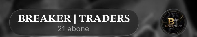 A sleek black banner displaying "BREAKER | TRADERS" with "21 abone" (21 subscribers) below it, alongside the BreakerTraders logo, promoting the trader's new Telegram community announced in the post.