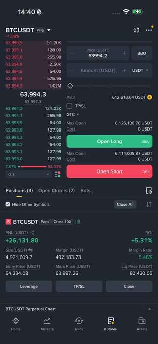 The image features a cell phone screen displaying information about Bitcoin trading positions, including prices, open orders, and other important details. The text at the bottom of the photo says "i’ll close 50% of my position to be ready to short #lab." This suggests that the person is closing their position and preparing for short selling in the crypto market.
