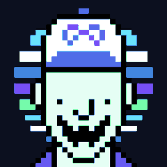A pixel art portrait features a smiling character with a light complexion wearing a white and blue cap adorned with the number "1337," matching the referenced "@1337skulls" username in the post.