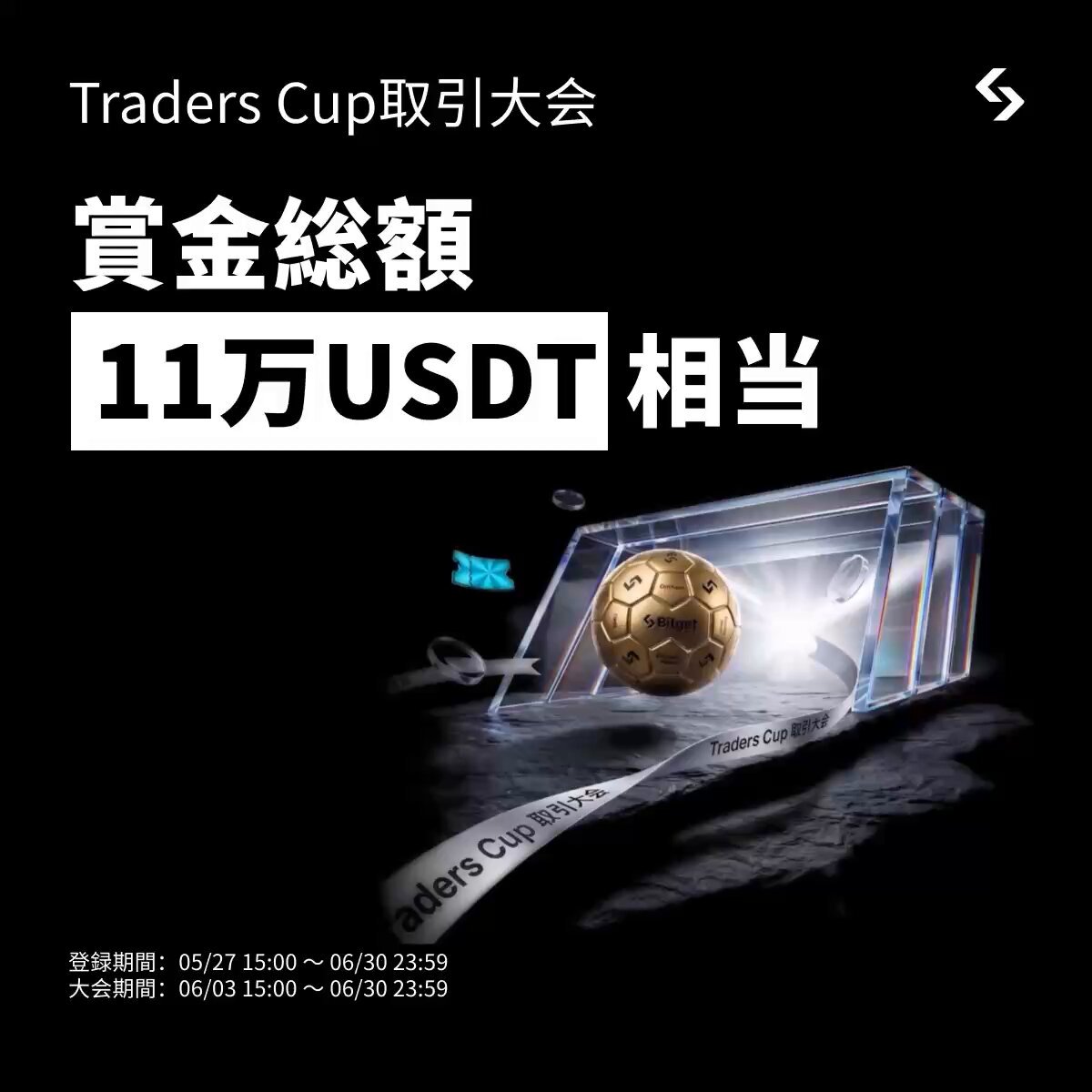 The image features a poster for the Traders Cup, which is an online trading platform that allows users to trade various financial instruments such as stocks, bonds, and options. The poster includes a gold soccer ball placed inside a glass case, symbolizing the potential gains from participating in the trading platform. The text on the poster announces that the Traders Cup is still ongoing but has recently ended its repost campaign, with 10 winners receiving 10 USDT (us dollar).