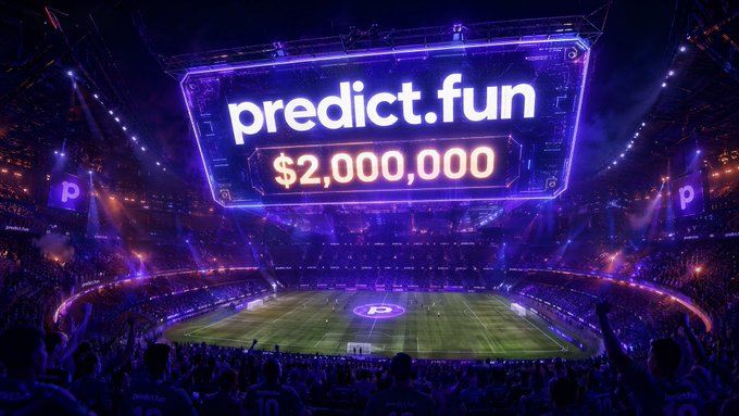 The image features an advertisement set against a stadium with multiple lights illuminating the scene. The main focus is a massive $2M prize pool and Kalshi made $5M in fees, while the smaller amount for the World Cup prize pool is only $1M offered for 4 days before the tournament ends. This advertisement aims to generate excitement about the upcoming World Cup and the promise of big money up for grabs through predicting the outcome. The image also has a lot of text surrounding it that may provide more information about the event, but most viewers likely won't understand its context or details since they are concentrating on the main visual elements such as the illuminated stadium and the prize pool amounts.