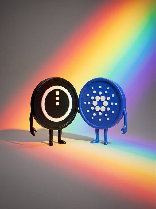 The image features two figurines, one black and one blue, standing next to each other with their arms around each other's shoulders. The background of the image is a gradient of colors that resembles a rainbow. There are also some text elements present in the image, including "Privacy. Decentralization. Better when they do it together."