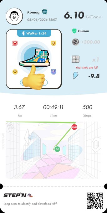 The image shows a screen displaying an app that measures a runner's steps taken during their workout session using a pedometer, which appears to be an Ssport Tracker App or a similar fitness tracking application. The screen displays various information about the user's activity such as the number of steps taken and distance covered in miles. The post on social media also shares the user's progress with friends by adding filters that change the photo. There are two images accompanying this content, one being the runner's pedometer display screen, and the other showing a person using the app for tracking their steps.