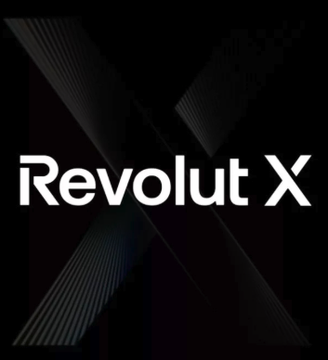 The image displays the "Revolut X" logo in white text against a black background with an abstract geometric X design. This branding corresponds with the announcement that Revolut X, the platform's crypto trading service, has integrated AI assistant functionality for market analysis, portfolio monitoring, and trade preparation.