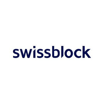 The image features a logo for Swissblock, which is a cryptocurrency exchange. The logo consists of the word "Swissblock" written in blue letters against a white background. The text also includes the phrase "LATEST: Swissblock’s Bitcoin risk index has hit 33 out of 100 as ETF demand no longer offsets selling pressure, with US spot Bitcoin ETFs seeing near-daily outflows since May 7." This information is related to the post about Swissblock and Bitcoin exchanges.