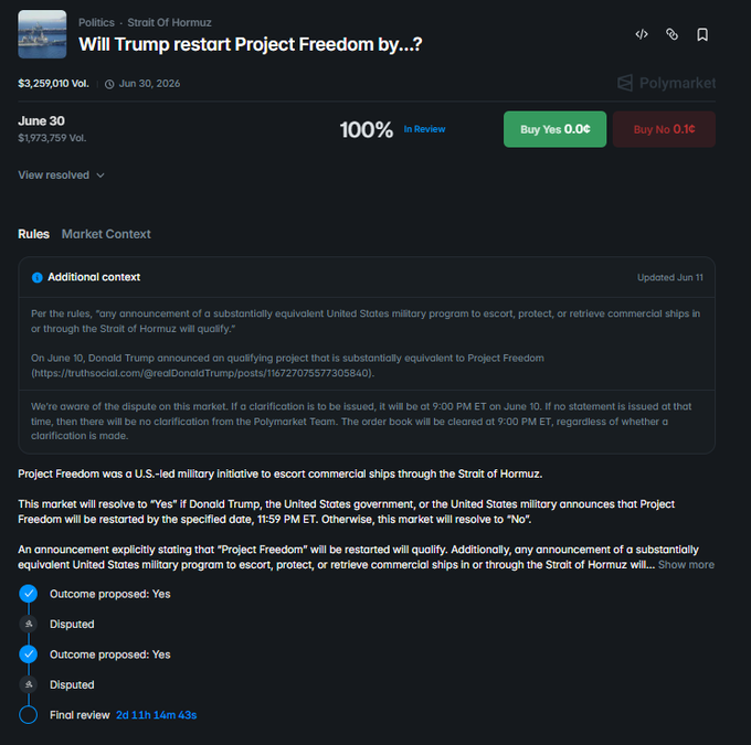 The image shows a screenshot of a webpage that is discussing the plans of President Trump regarding Project Freedom by buying back projects in the US from the United States Army. The webpage includes a description, screenshots, and links to additional information related to this topic.