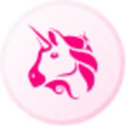 A pink circular logo featuring a stylized unicorn head profile in bright pink against a lighter pink background.