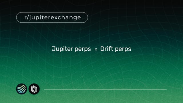 The image shows a green background with white text that reads "Jupiter Perps x Drift Perps". This suggests that the post is about comparing two different types of cryptocurrency, specifically Jupiter Perps (a type of Ethereum) and another type of cryptocurrency called "Drift Perps" (also known as Ripple). The post seems to be discussing which one is more popular among users.