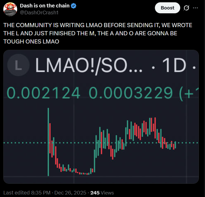 The focus of the image is a screenshot from a Twitter account, specifically mentioning something about LMAO (LMT) and a chart with red bars above an upward trend line. The caption reads "the prophecy is fulfilling itself". This information suggests that there might be some financial forecasts or predictions related to the stock market, particularly for cryptocurrency platforms like LMT, as indicated by the LMAO symbol in the image.