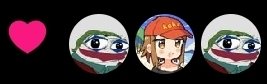 A pink heart emoji sits next to three round Pepe faces, with the center Pepe replaced by a character wearing an orange "Hooters" cap, referencing the chaotic crypto/trading personality claims made in the post.