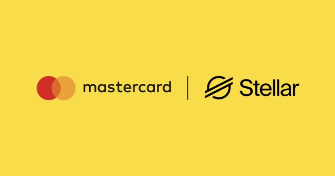 The image features a yellow background with two red circles, one larger than the other, positioned side by side. Below these circles, there's text that reads "Mastercard" followed by "Stellar", indicating their partnership or collaboration. The text also mentions that Mastercard is expanding its settlement capabilities using regulated stablecoins and that payments are now live on Stellar. This implies that users can make transactions directly from their Stellar wallets to Mastercard, providing a seamless experience for both parties involved in the partnership.