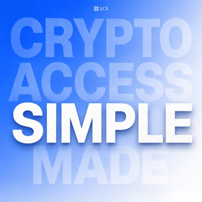 A blue promotional graphic for LCX displays the text “CRYPTO ACCESS SIMPLE” with the LCX logo at the top. It reinforces the post’s message that LCX is developing tools and updates to make entering and using crypto simpler.