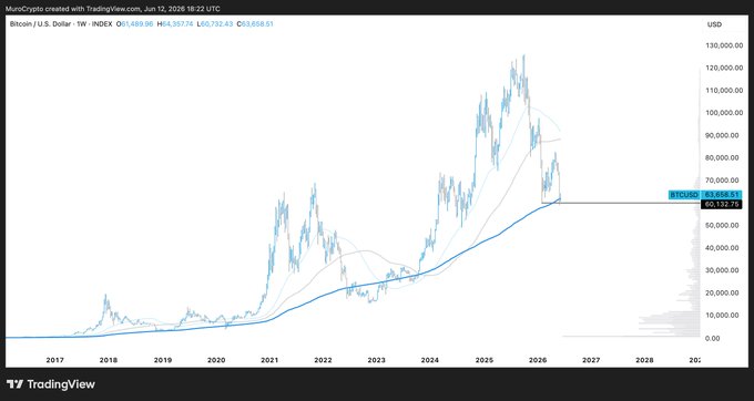 The image shows a graph of Bitcoin's price over time, with a steep upward trend. The chart displays a significant increase in value since the year 2007, indicating that Bitcoin has been gaining popularity and recognition as an investment opportunity. The post suggests that more upside is expected from here, which could potentially lead to further growth in the cryptocurrency market.