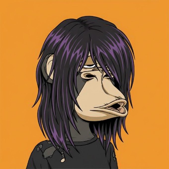 An illustration of a tired, disheveled, purple-haired humanoid character against an orange background.