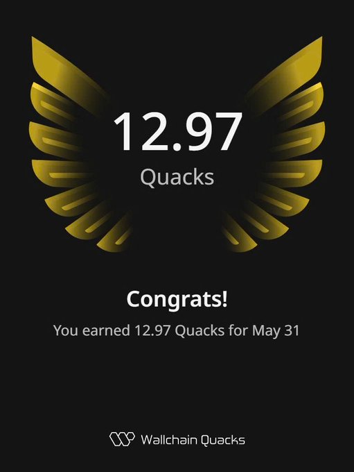 The image shows an advertisement for wallchainQuacks that features a gold-colored logo with wings and numbers. The text at the bottom of the image reads "Interesting to see how @wallchain Quacks is evolving. The conversation is no longer just about Quacks or leaderboards. More attention is now shifting toward creator matching, audience quality, and real campaign opportunities." This suggests that the company is expanding its focus beyond Quacks and leaderboard-related content to include more in-depth discussions on creator matching, audience quality, and campaign opportunities.