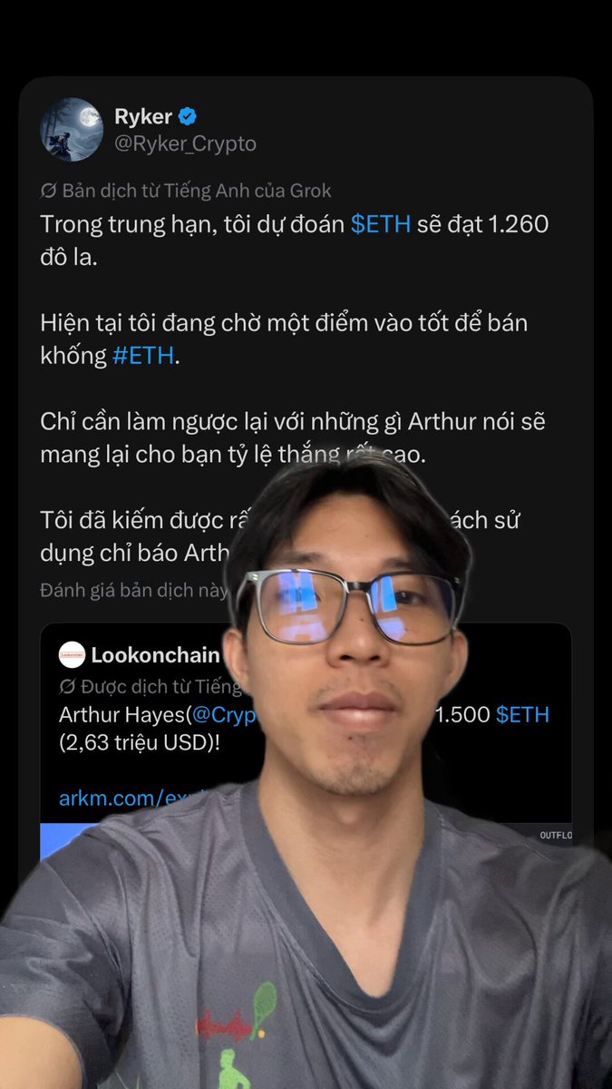 The image shows a man wearing glasses standing in front of his computer, likely posing for a picture with a large social media platform. He has a caption underneath his photo stating that he's waiting for the next big entry point to invest in Etherium. The caption also mentions that the price is not yet at an all-time high and it seems like there might be some fake pump or pump & dump scheme taking place, which might be the reason why he is waiting for this opportunity.