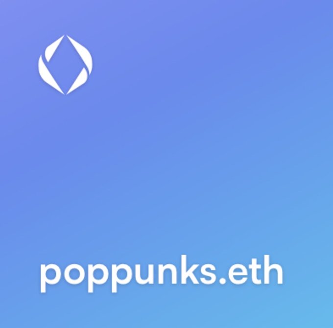 The image features a blue background with white text that reads "poppunks.eth". The text is centered, making it easy to read and understand. The overall layout of the image suggests that this might be an advertisement or promotional material for a cryptocurrency called Poppunks.eth.