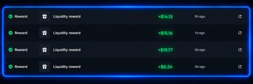 A heavily blurred, dark-themed dashboard displaying rows of data with green and white text, framed by glowing blue borders.