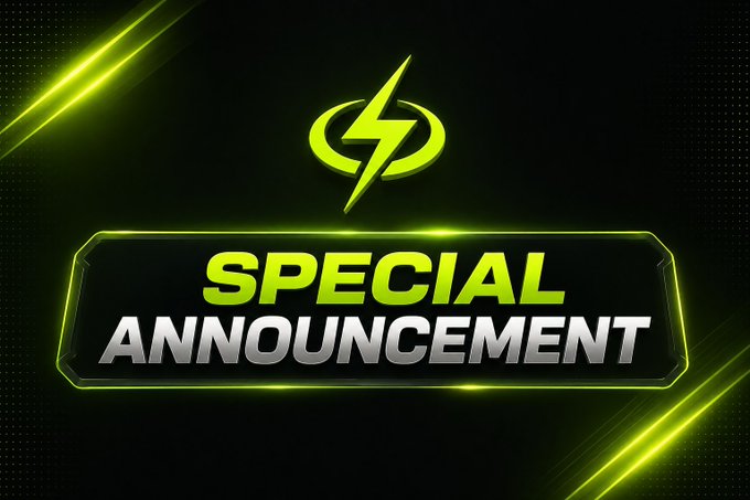 A digital graphic featuring a glowing green lightning bolt emblem above the bold text "SPECIAL ANNOUNCEMENT" on a black background with neon green light streaks, serving as an attention-grabbing visual for a crypto promotional message about SAFEVANO Token.