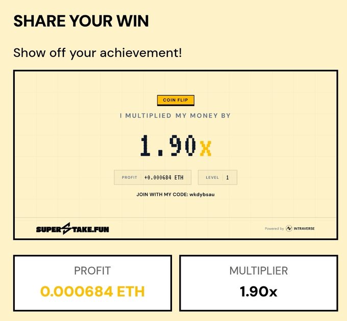 The image shows a screenshot of a website called "SuperStake!" that offers users the opportunity to win money by showing off their achievements. In the center, there's an image of someone who has won 1.9 ether coins using SuperStake!, which is displayed in a large font size against a yellow background. To learn more about this platform or claim their prize, users are encouraged to join the website with the provided code: "wkdybsau 0n1force.superstake.fun/?referral=wkdy". The website also has various posts and categories available for users to explore and learn from.