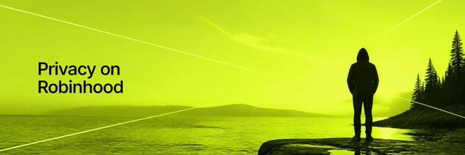 A banner image for $PHOOD featuring the text "Privacy on Robinhood" overlaid on a silhouette of a person standing by water against a green-toned landscape, tying into the Moby community addition.