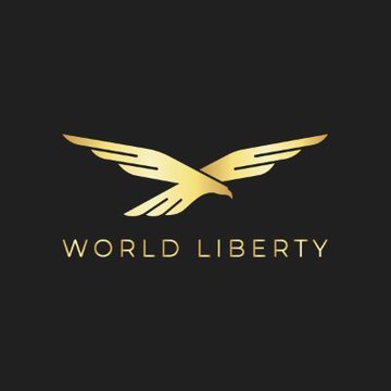 A logo for 'WORLD LIBERTY' featuring a stylized golden eagle or bird design against a black background.