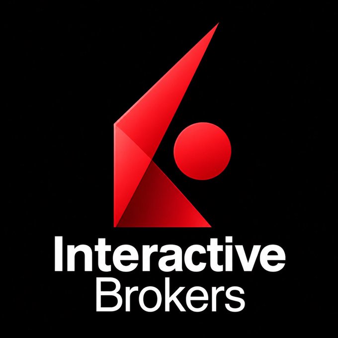 The red and white logo of the trading company Interactive Brokers displayed on a black background.