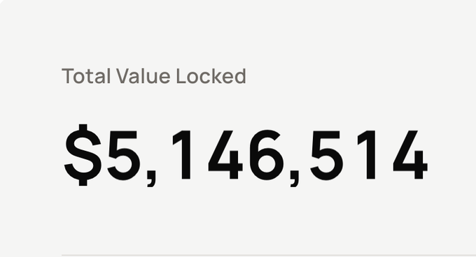 A simple graphic displaying 'Total Value Locked' of '$5,146,514' in large black numerals on a white background.