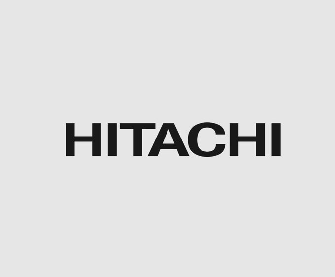 The Hitachi logo displayed in bold black typography on a white background.
