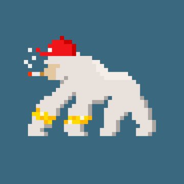 A pixel art illustration depicts an ape-like creature with white fur, red head, and yellow wristbands, flexing in a powerful stance. The imagery visually represents the "APE" ticker reference and plays on the word "gorilla," reinforcing the "Keep it RILLA" slogan with a stylized, crypto-themed mascot.