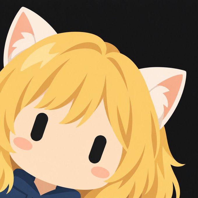 A chibi-style illustration of a blonde-haired character with white cat ears on a black background, paired with the pun "Gmeow"—a playful mashup referencing the meme-stock ticker symbol "GME" (GameStop) combined with "meow" to match the feline features of the character.