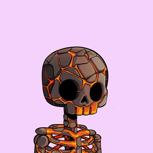 The image features a cartoon illustration of a skeleton with orange bones, giving it an unusual appearance. The skeleton appears to be in a state of distress or sadness, as if it has been through some sort of trauma. The background color of the image is pink, which contrasts with the skeleton's orange bones and adds to its eerie atmosphere. The caption below the image reads "Gorgez 904 has just sold for 0.15 ⟠ Another citizen has found transcendence". This suggests that someone else might have found this illustration disturbing or unsettling, possibly due to its graphic nature or the depiction of a skeleton in distress.