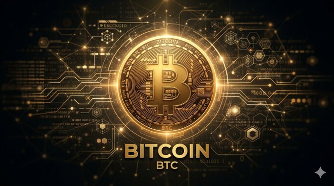 A golden Bitcoin (BTC) coin with the 'B' symbol set against a digital, circuit-board background with the text 'BITCOIN BTC' below it.