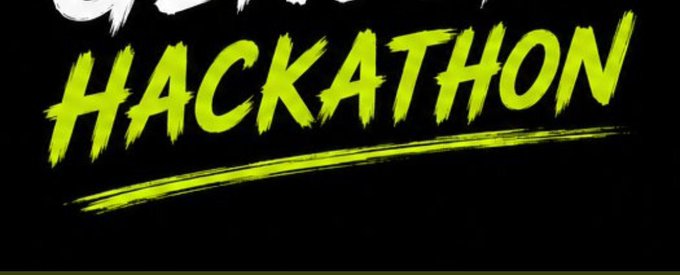 A graphic displaying the word 'HACKATHON' in bright green, brush-stroke style text against a black background with an underline.