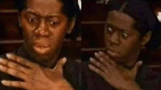 Two women with concerned expressions clasp their hands together, appearing to be in a moment of emotional distress or prayer.