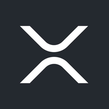 The white logo for the XRP cryptocurrency displayed on a dark gray background.