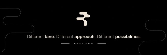 Black banner with RialoHQ logo and tagline: 'Different lane. Different approach. Different possibilities.'