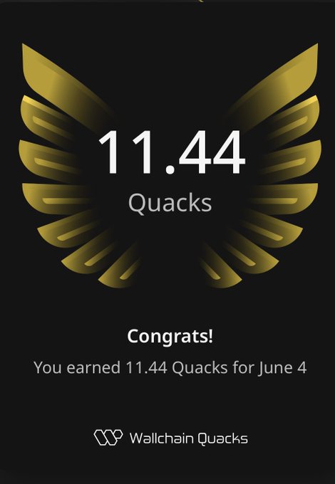 The image features a poster with an award for receiving 11.44 Quackers (a type of currency used within the Quakers community) as a reward for participating in Wallchain Quacks. The poster also congratulates the user for being part of the leaderboard and is linked to the social media platform Instagram, where users can view and share their achievements with their followers.