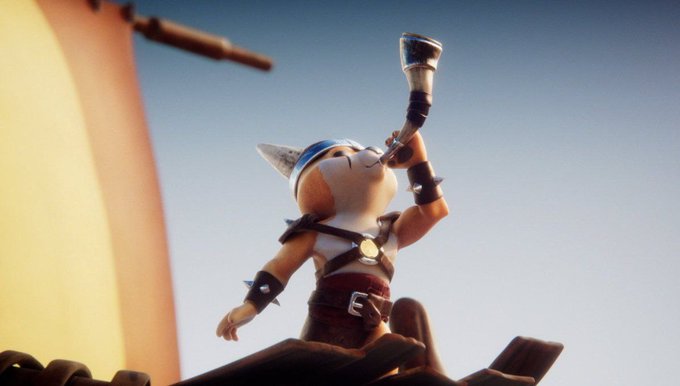 The image features a cartoon character, possibly a cat or a dog, wearing a helmet with a horn and holding a large horn-like object (possibly a trumpet) above its head. The character appears to be blowing into the object, creating an interesting scene that captures attention. The image is related to the post because it contains text about "BIG FLOKI THREAD: Why $FLOKI Is The People's Crypto Going to 10 Billion Market Cap A complete guide for new & old Vikings". This suggests a connection between the character and the cryptocurrency market, possibly indicating an advertisement or promotion involving both elements.