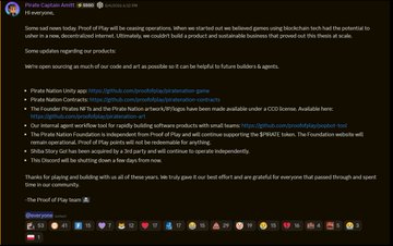The image shows a tweet from Pirate Nation Anti stating "Howdy! We have been hard at work these past couple months," followed by details about opening pre-registrations and rewarding users with a customizable Pirate Nation Avvy, with a video previewing the Pirate Nation game. This appears to be a project announcement related to the accompanying post about loyalty to their audience despite previous support from "Murdoch."