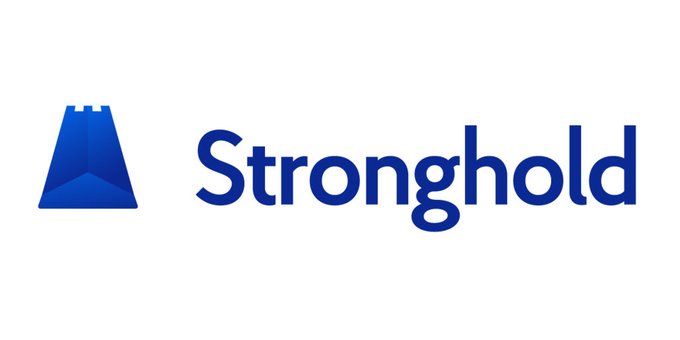 The Stronghold company logo featuring a blue castle/tower icon next to the word "Stronghold" in a blue font on a white background.