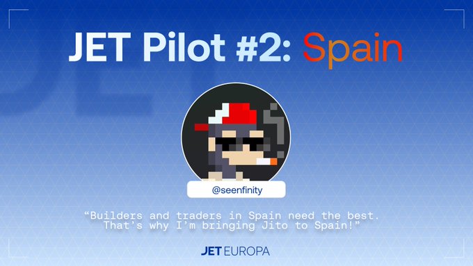 The image features a cartoon character wearing sunglasses and a red hat with the text "JET Pilots #2: Spain". The character appears to be growing into a Spanish-speaking country, possibly Spain or Portugal, as indicated by the caption. The post also includes a link to a website called JetEmpire.com, which is likely related to aviation or travel information.