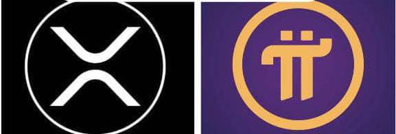 The image displays the logos of XRP (black and white) and Pi Network (orange and purple), shown alongside a breaking announcement about the U.S. Senate's upcoming vote on the Clarity Act, which could significantly impact the crypto market's future.