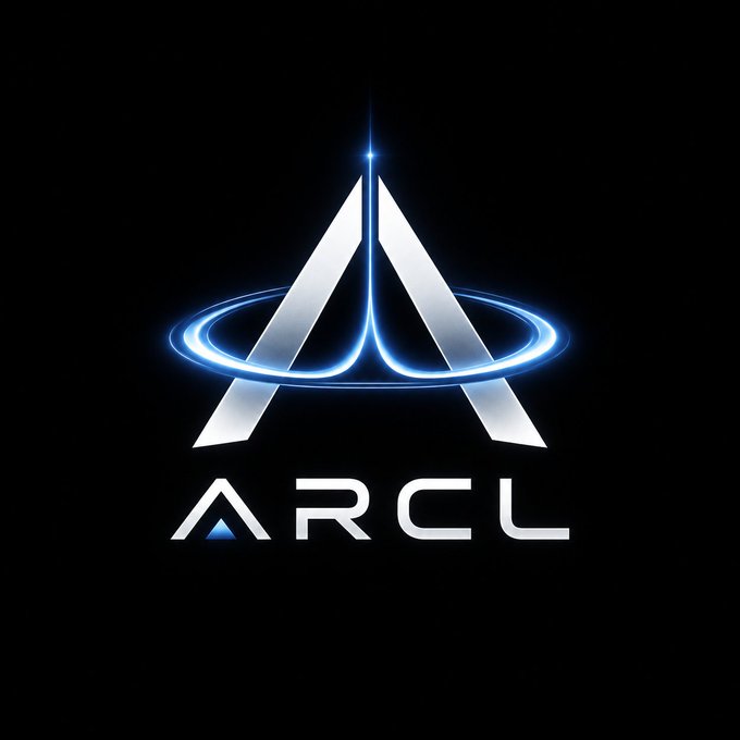 A sleek logo featuring a stylized silver "A" encircled by a glowing blue ring, with the text "ARCL" displayed below against a black background. The futuristic design visually reinforces the post's message of a continuously self-reinforcing ecosystem, where launchpad activity and trading taxes feed back into buybacks that deepen "Arc" liquidity for the ARCL token.