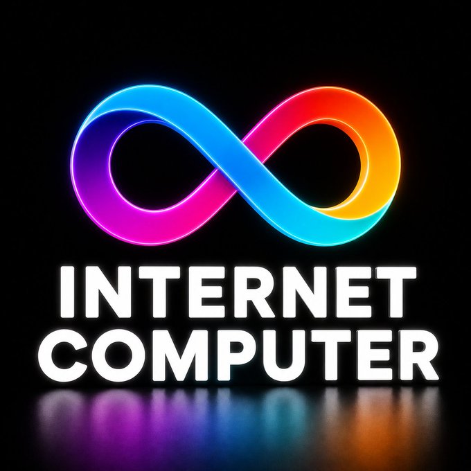 "The future of finance is being built on ICP", which stands for Internet Computer Platform. This phrase suggests that the development of a new, innovative way to use computers for financial purposes could be revolutionizing the industry. The image features an eye-catching logo with a large, colorful looped symbol in shades of blue and orange, representing the concept of infinity.