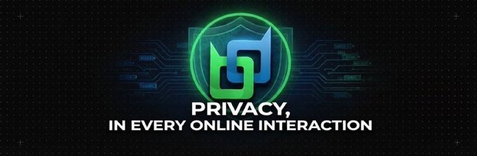A graphic with a green shield and lock logo on a dark circuit-board background displaying the text 'PRIVACY, IN EVERY ONLINE INTERACTION'.