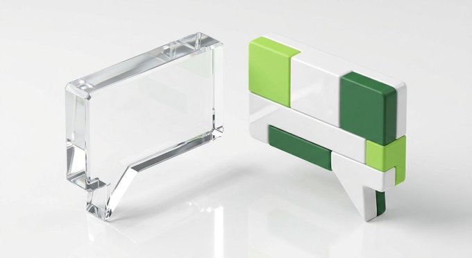 Two 3D-rendered speech bubble icons sit side by side on a reflective white surface—one transparent glass on the left and one white with green and lime accents on the right—symbolizing dialogue and conversation, fittingly illustrating the anticipation for another AMA (Ask Me Anything).